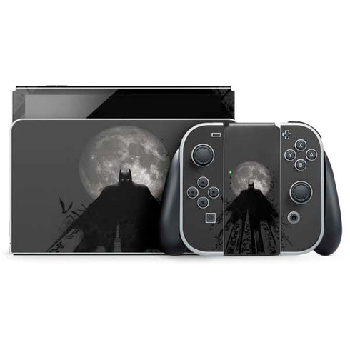 DC Comics Batman On City with Moon Art Nintendo Switch OLED (2021) Skin